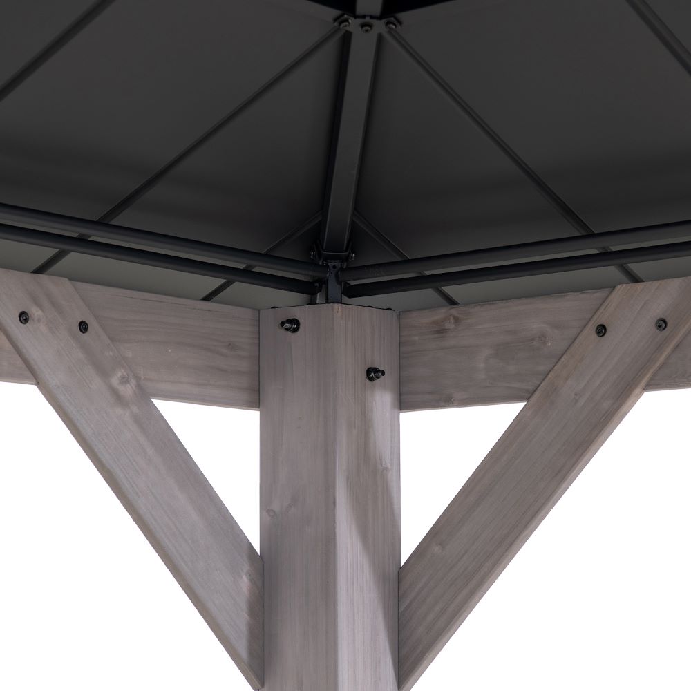 SUNJOY 13x15 Wooden Backyard Gazebo with Ceiling Hook