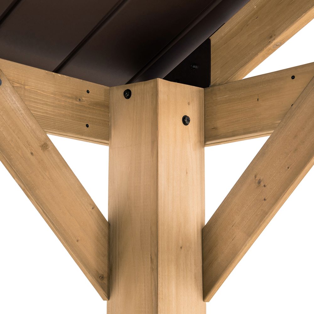 SUNJOY 11x13 Wooden Frame Gable Roof Gazebo with Ceiling Hook