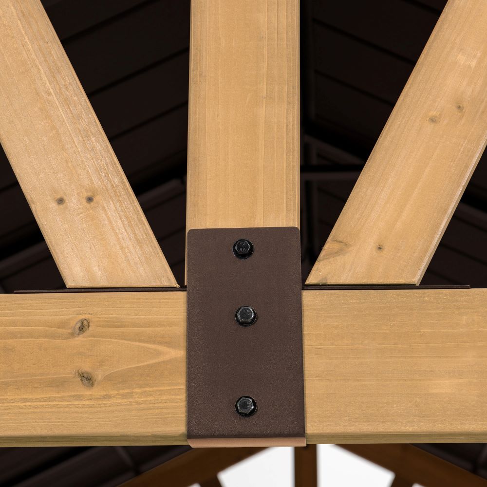 SUNJOY 11x13 Wooden Frame Gable Roof Gazebo with Ceiling Hook