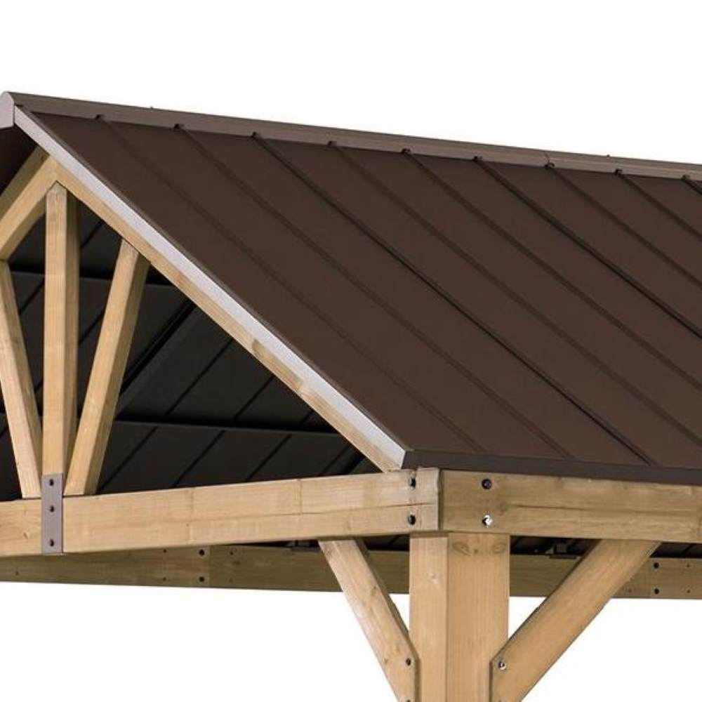 SUNJOY 11x13 Wooden Frame Gable Roof Gazebo with Ceiling Hook
