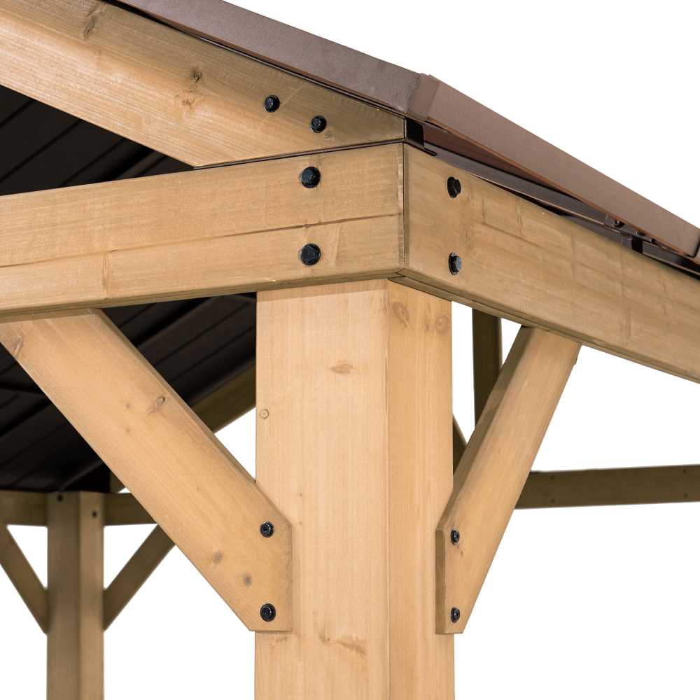 SUNJOY 11x13 Wooden Frame Gable Roof Gazebo with Ceiling Hook