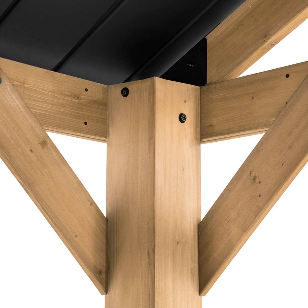 SUNJOY 11x13 Wooden Frame Gable Roof Gazebo with Ceiling Hook - Black