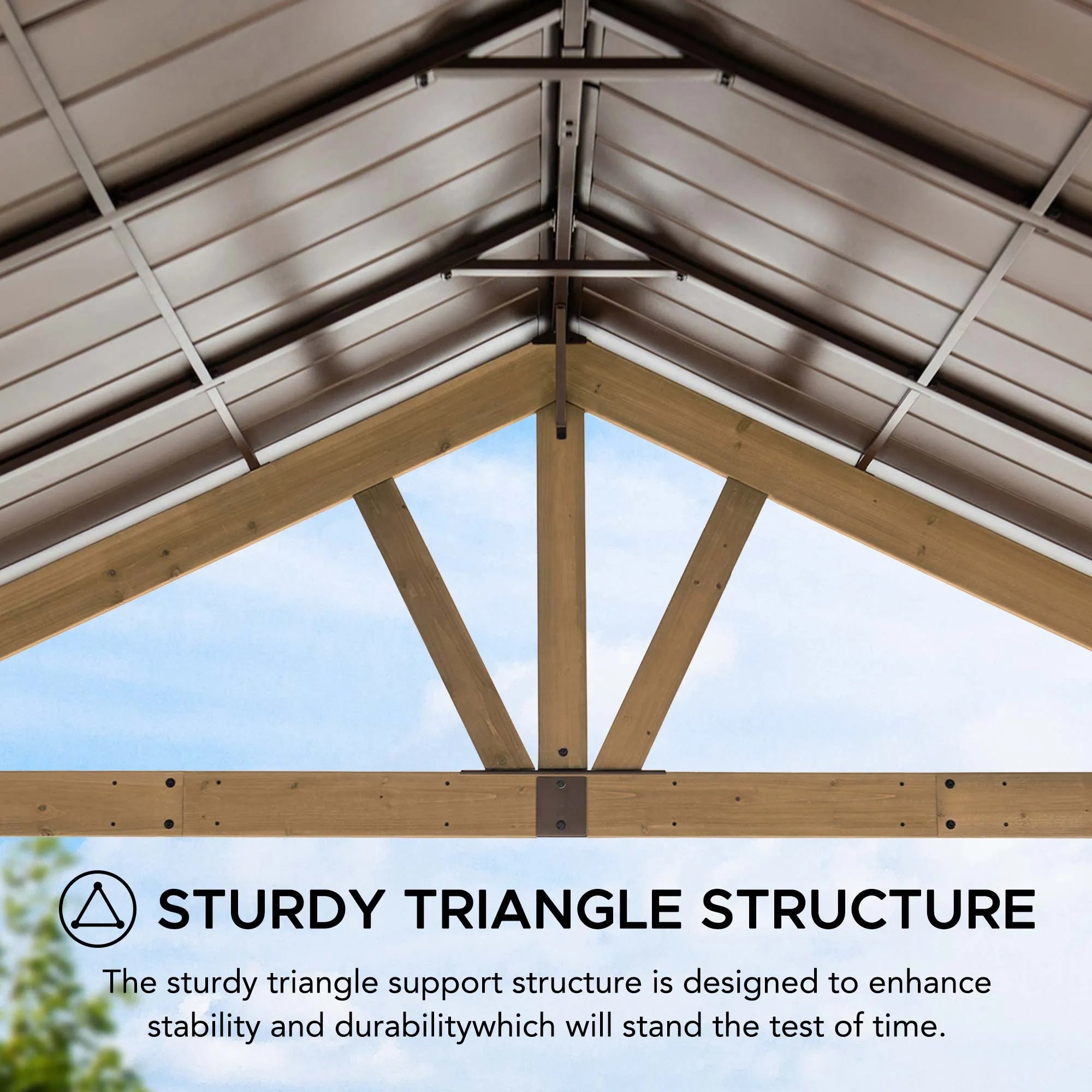 SUNJOY 13x15 Gable Roof Gazebo with Ceiling Hook - Brown