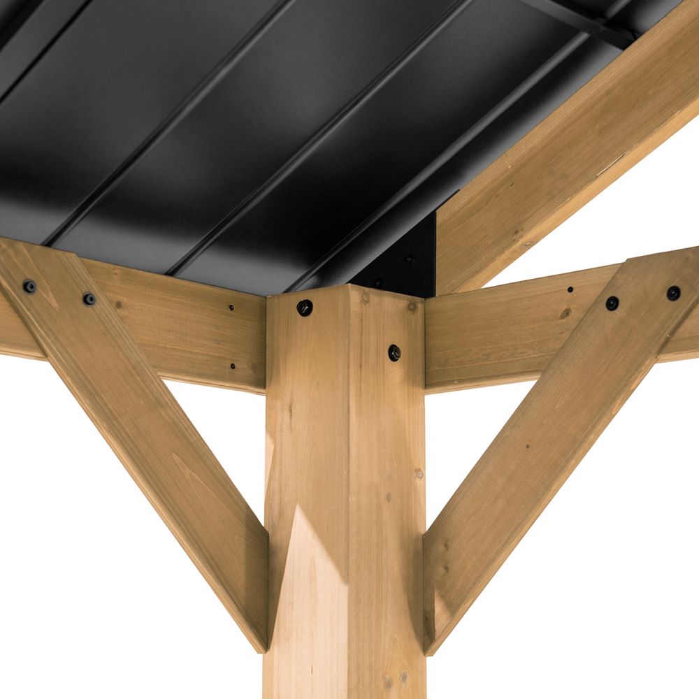 SUNJOY 13x15 Gable Roof Gazebo with Ceiling Hook - Black