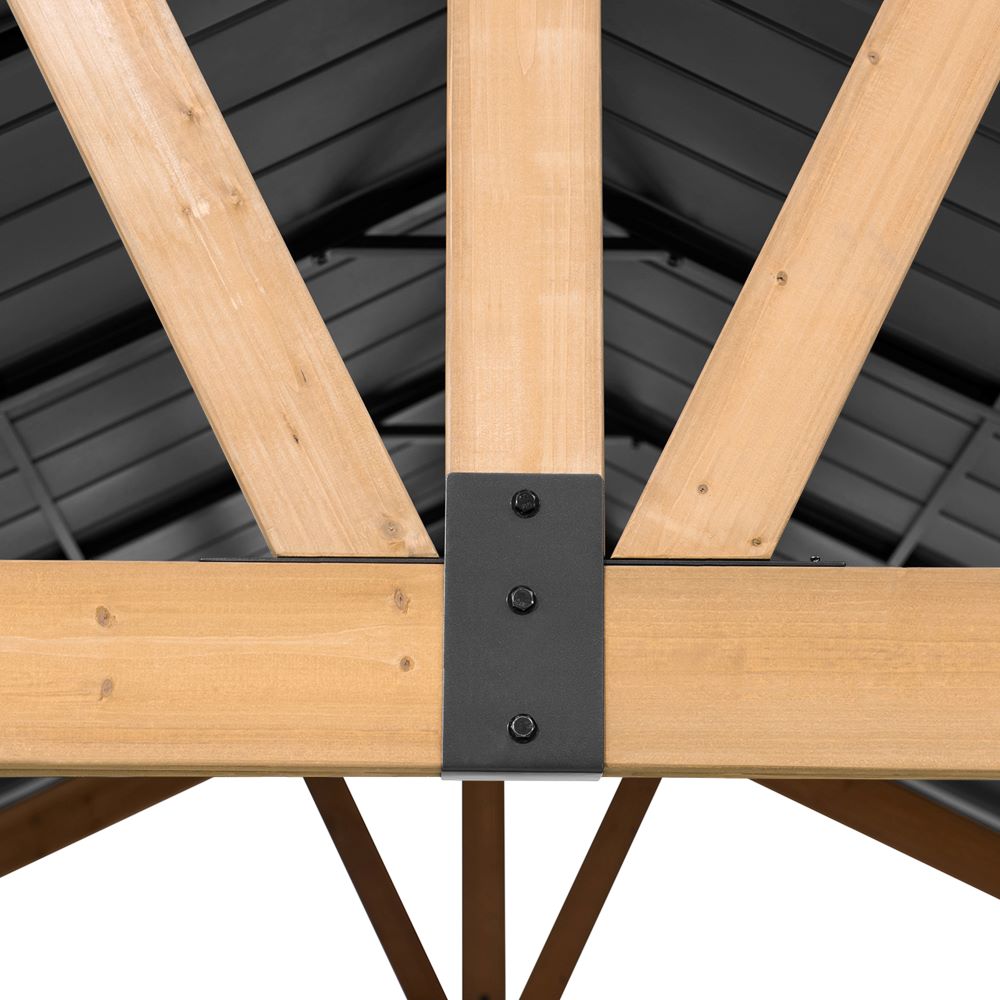 SUNJOY 13x15 Gable Roof Gazebo with Ceiling Hook - Black