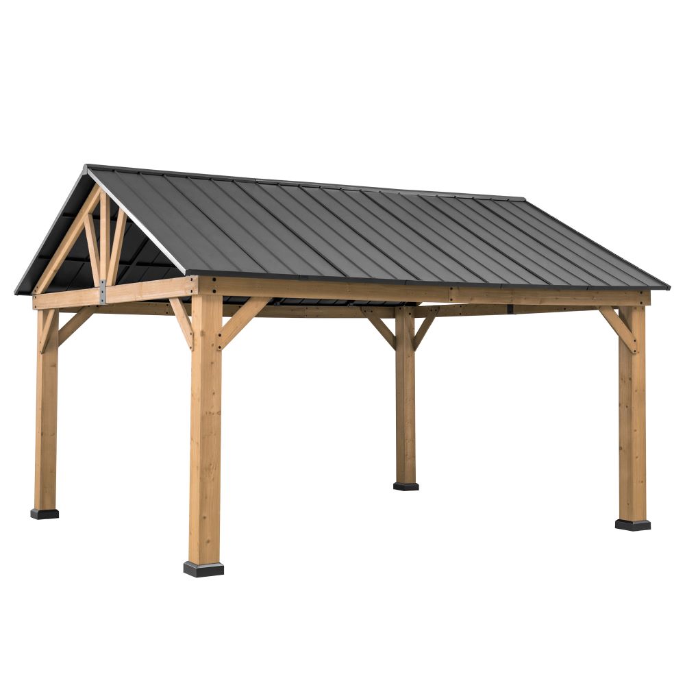 SUNJOY 13x15 Gable Roof Gazebo with Ceiling Hook - Black
