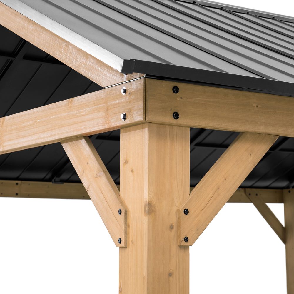 SUNJOY 13x15 Gable Roof Gazebo with Ceiling Hook - Black
