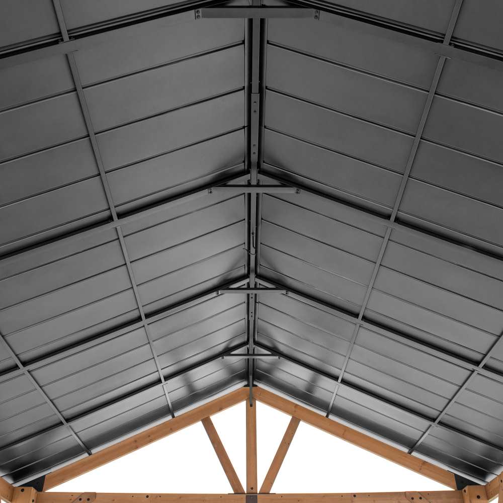 SUNJOY 13x15 Gable Roof Gazebo with Ceiling Hook - Black