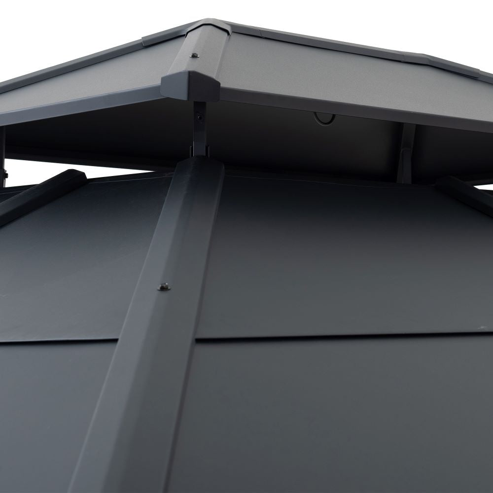 SUNJOY 10x12 Metal Hardtop Gazebo with Netting and Ceiling Hook