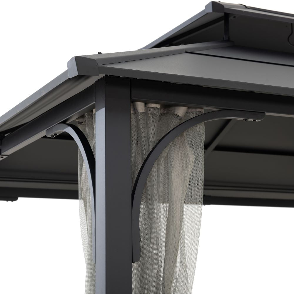 SUNJOY 10x12 Metal Hardtop Gazebo with Netting and Ceiling Hook
