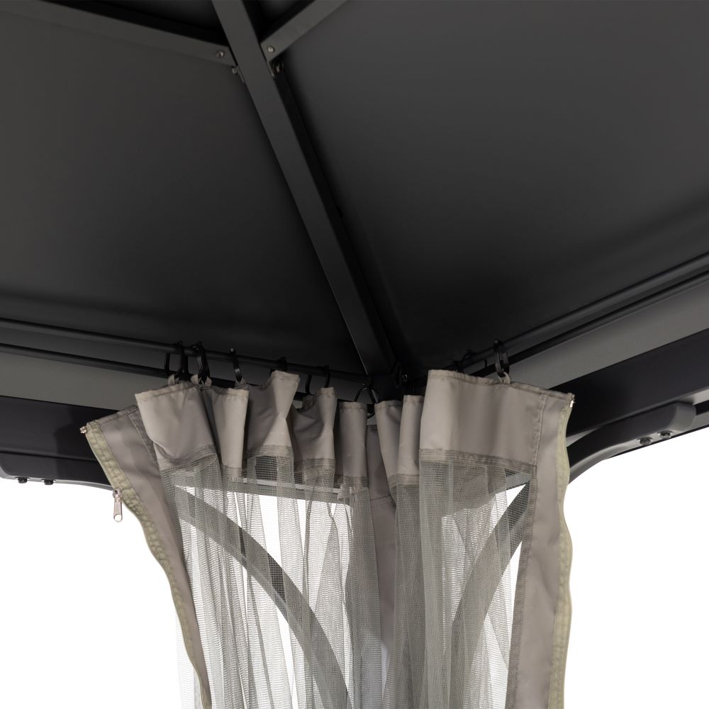 SUNJOY 10x12 Metal Hardtop Gazebo with Netting and Ceiling Hook