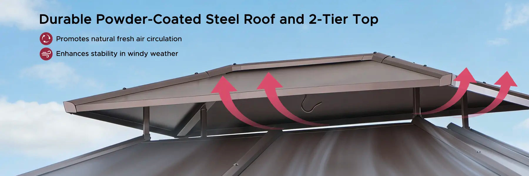 SUNJOY 10x12 Metal Hardtop Gazebo with Netting and Ceiling Hook