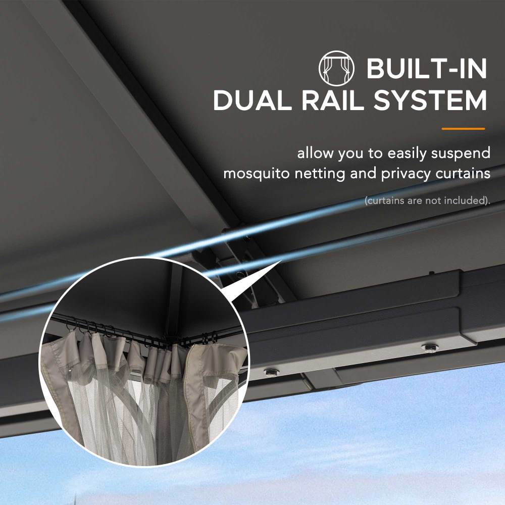 SUNJOY 12x16 Hard Top Gazebo with Steel Roof, Ceiling Hook, and Netting.