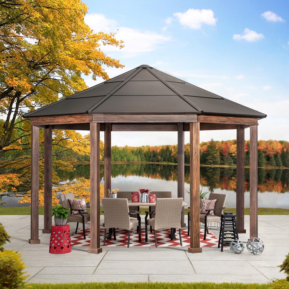 SUNJOY 15x15 Daybreak Octagon Gazebo with Metal Ceiling Hook.