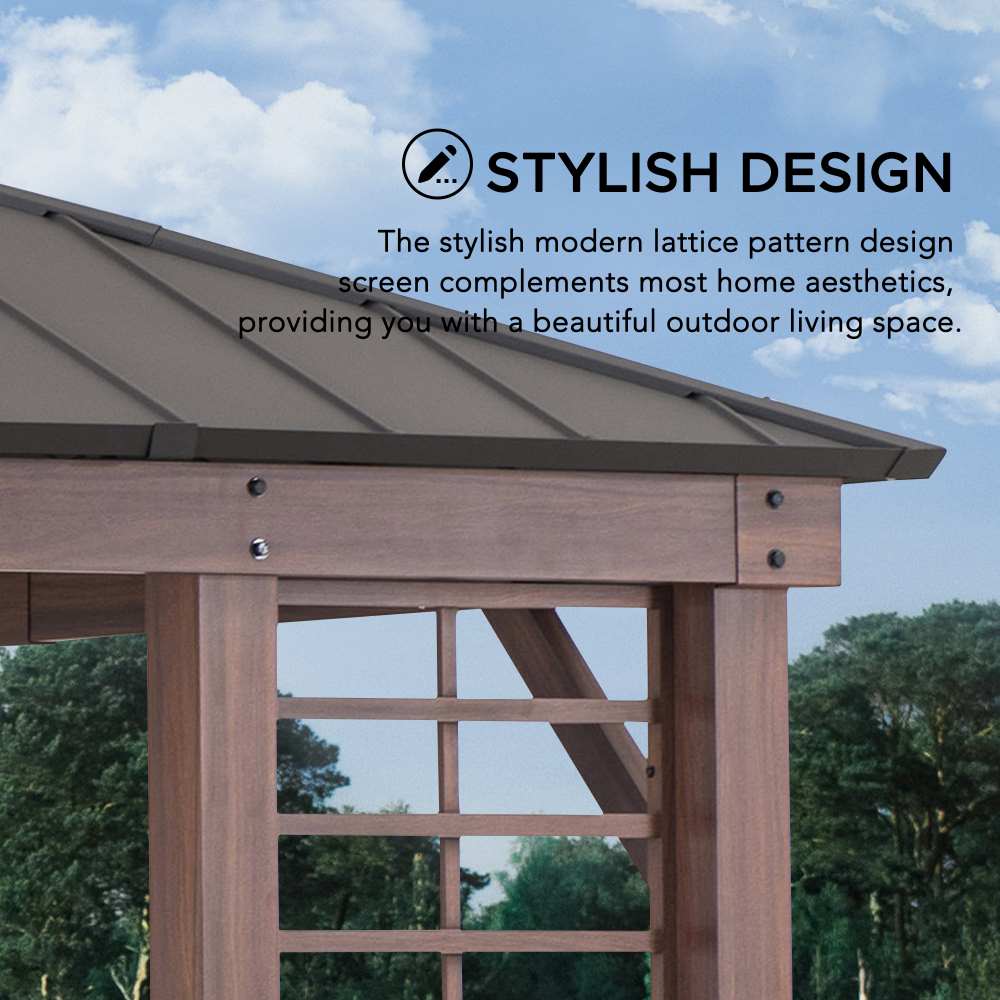 SUNJOY 13x15 Wilmington Aluminum Frame Hardtop Gazebo with Planters.