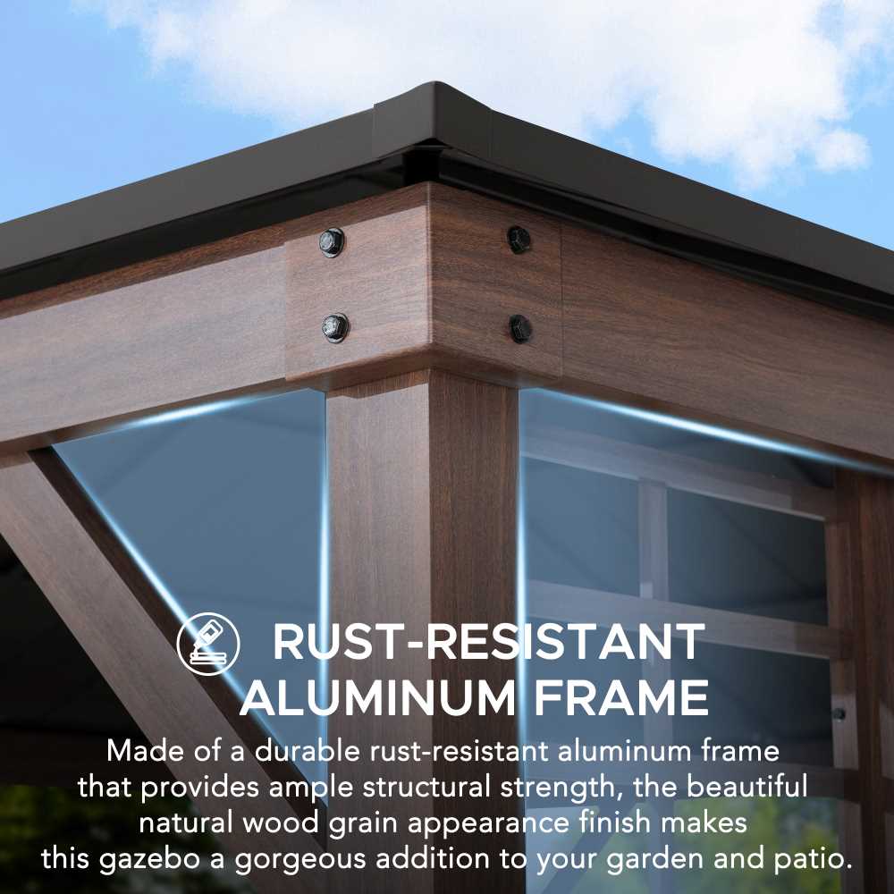 SUNJOY 13x15 Wilmington Aluminum Frame Hardtop Gazebo with Planters.