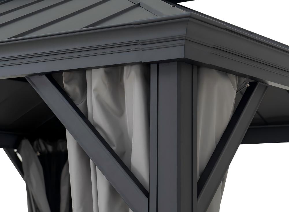 SUNJOY 10x10 Hardtop Gazebo with Aluminum Frame, Netting, and Curtain