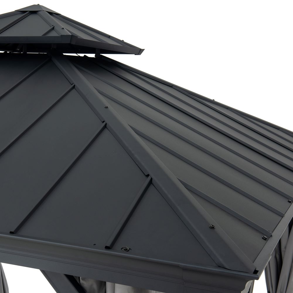 SUNJOY 10x10 Hardtop Gazebo with Aluminum Frame, Netting, and Curtain
