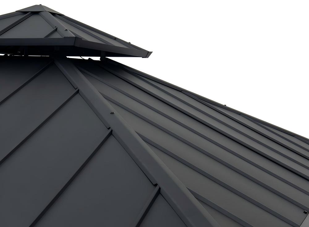 SUNJOY 10x10 Hardtop Gazebo with Aluminum Frame, Netting, and Curtain