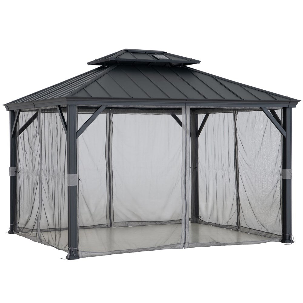 SUNJOY 10x12 Gazebo with Mosquito Netting and Solar Panel