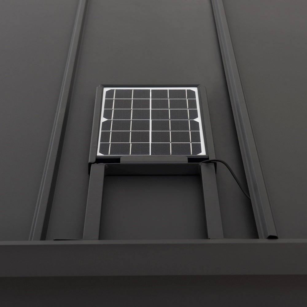 SUNJOY 12x14 Gazebo with Wood Shelves, Solar Speaker, and LED Lights