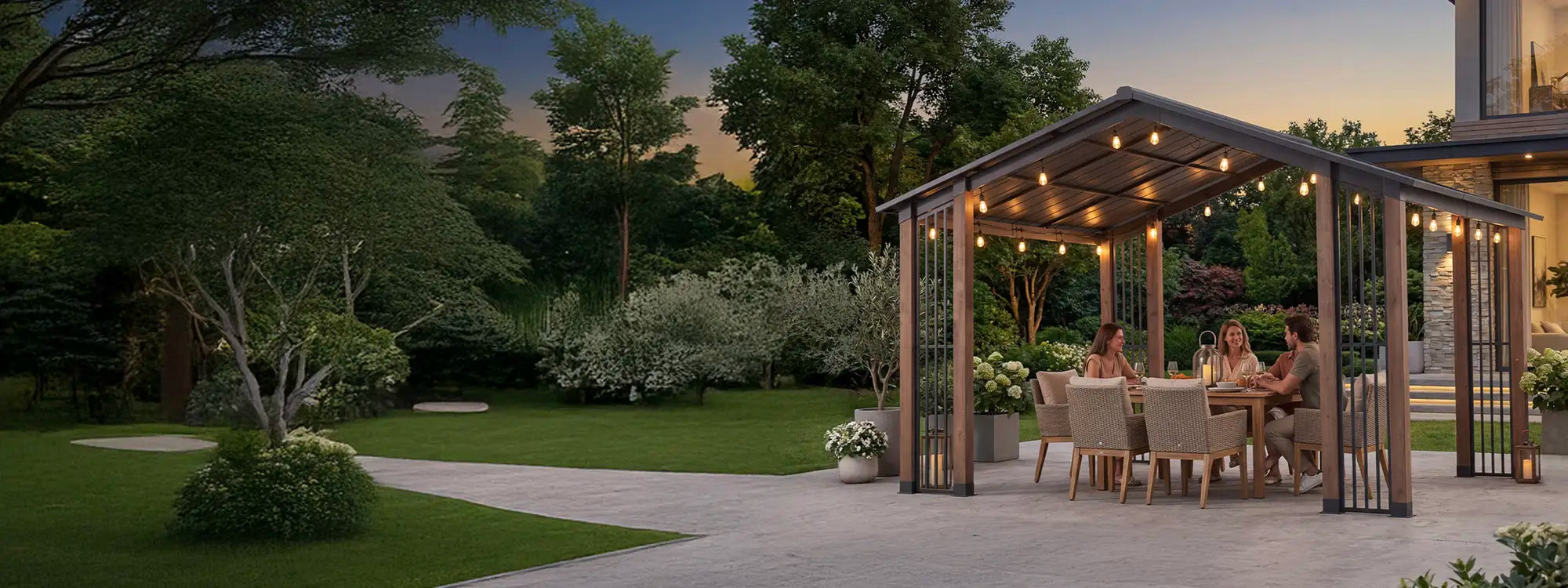 SUNJOY 11x13 Slanted Roof Cedar Gazebo with Ceiling Hook