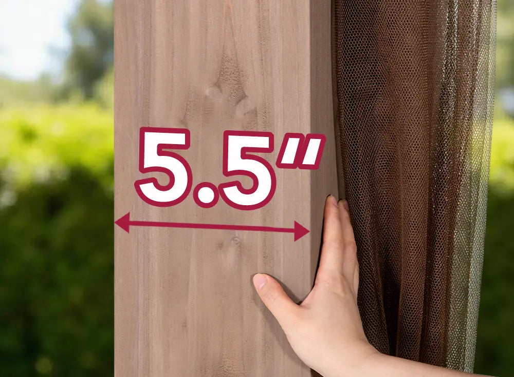 SUNJOY 11x13 Wooden Gazebo with Double Steel Roof, Nettings and Curtains - Weathered Cedar