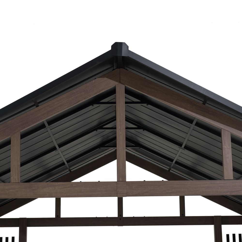 SUNJOY 11x13 Steel Gable Roof Hardtop Gazebo with Metal Ceiling Hook