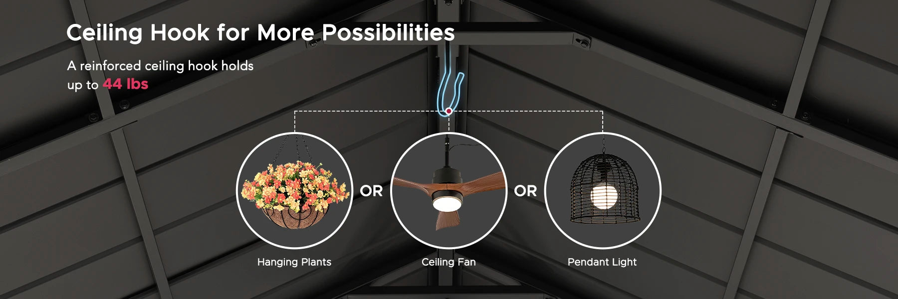 SUNJOY 13x13 Black Steel Gazebo with Decorative Beam