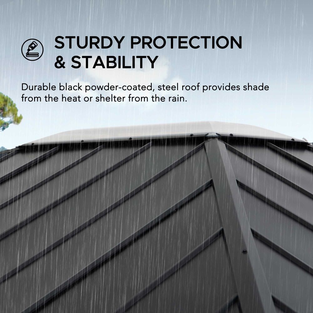 SUNJOY 11x13 Black Steel Hardtop Gazebo with Skylight.