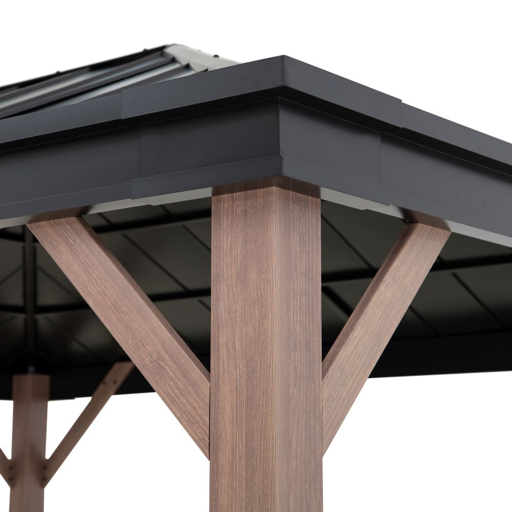SUNJOY 11x13 Black Steel Hardtop Gazebo with Skylight