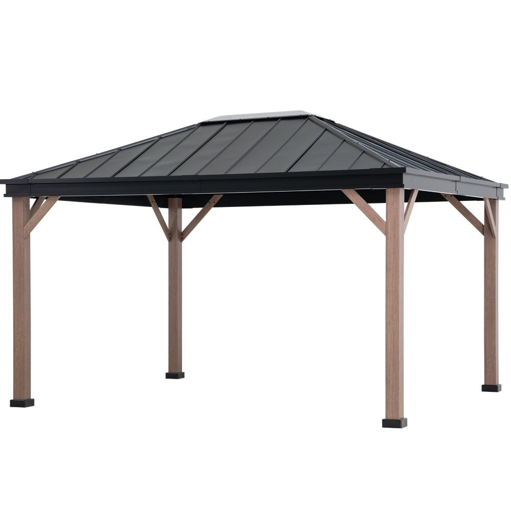 SUNJOY 11x13 Black Steel Hardtop Gazebo with Skylight