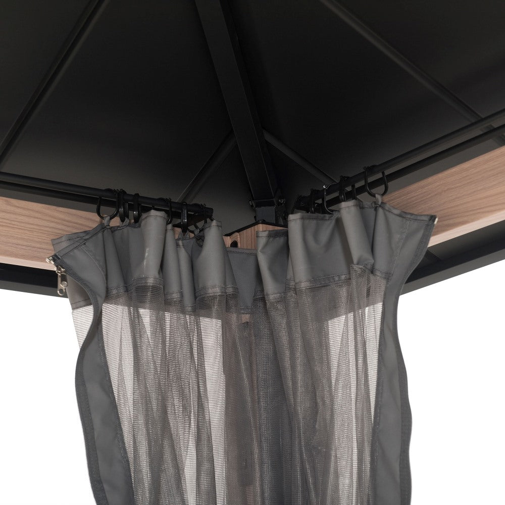 SUNJOY 10x12 Kirkfield Metal Gazebo with Netting and LED Lights
