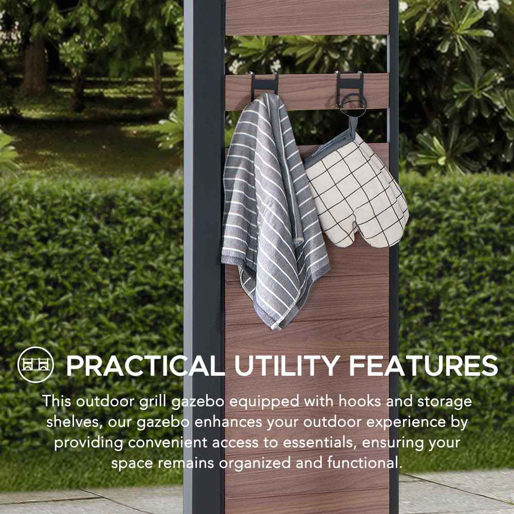 SUNJOY 7x9 Rochdale Grill Gazebo with Shelves and Hooks.