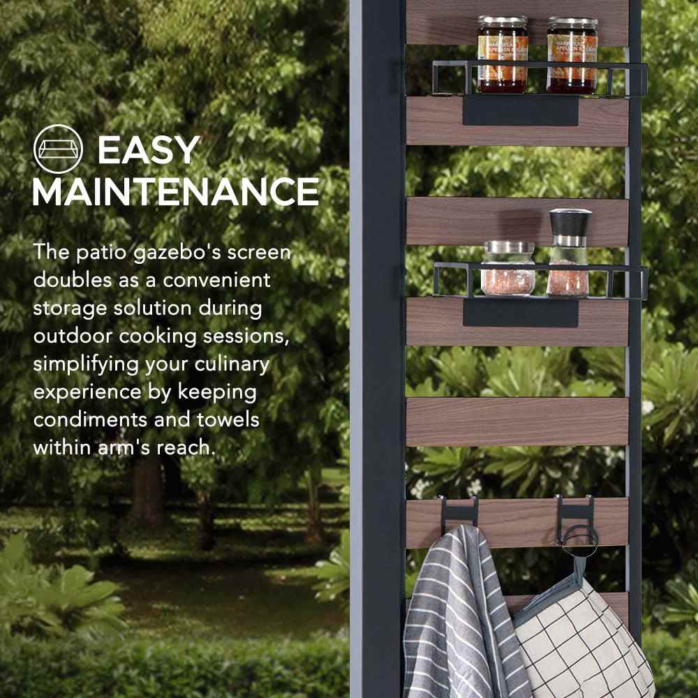 SUNJOY 7x9 Rochdale Grill Gazebo with Shelves and Hooks.