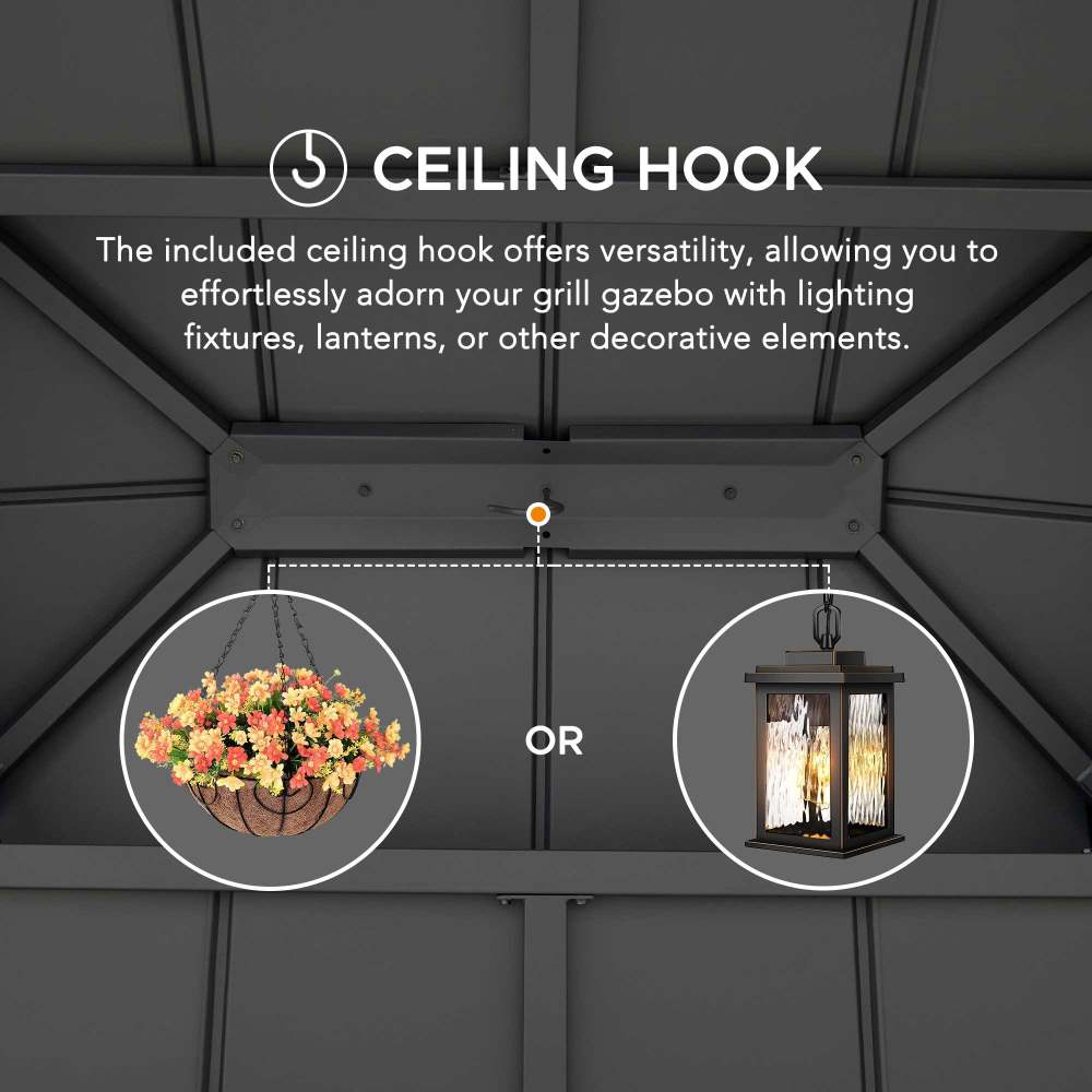 SUNJOY 7x9 Rochdale Grill Gazebo with Shelves and Hooks.