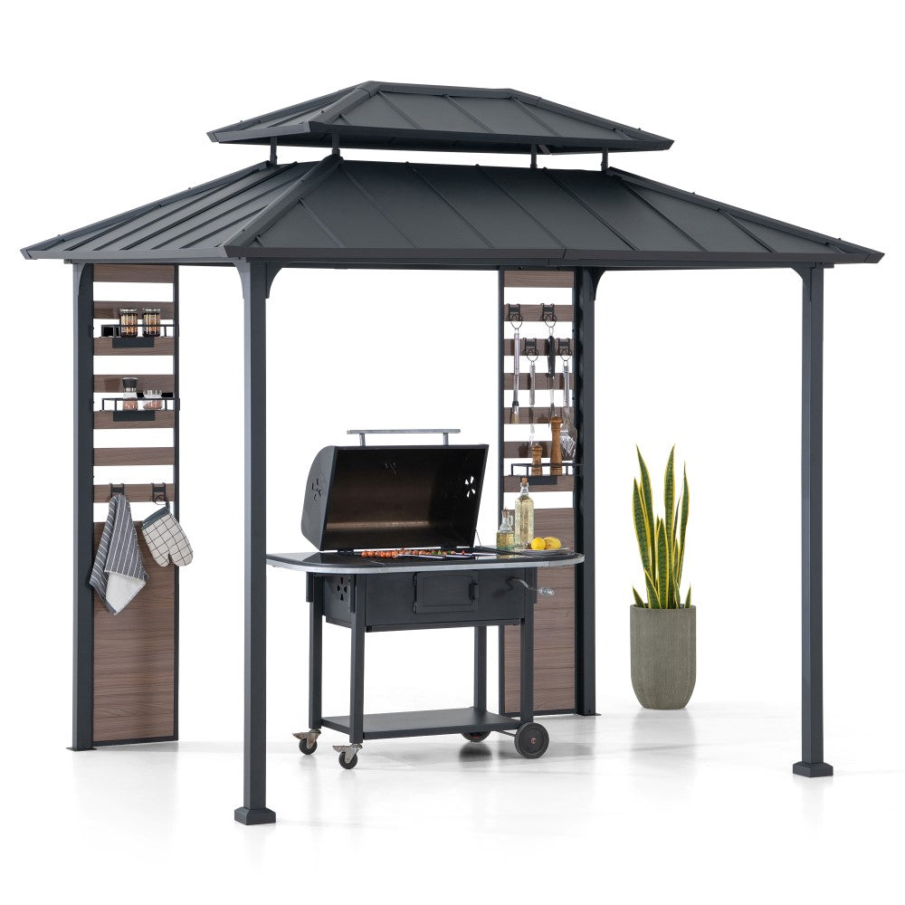 SUNJOY 7x9 Rochdale Grill Gazebo with Shelves and Hooks