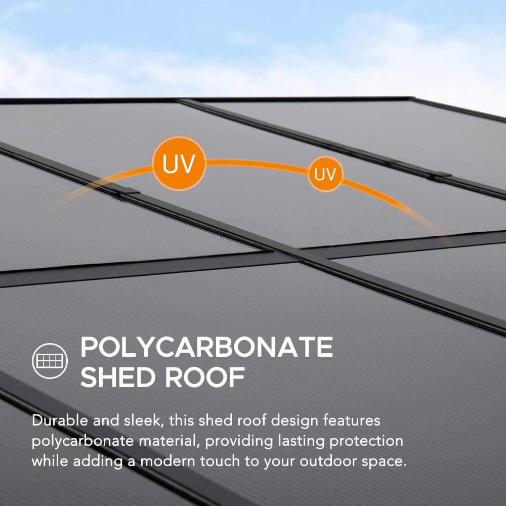 SUNJOY 10x12 Polycarbonate Roof Wall Mounted Gazebo, Lean to Gazebo with Curtain and Netting