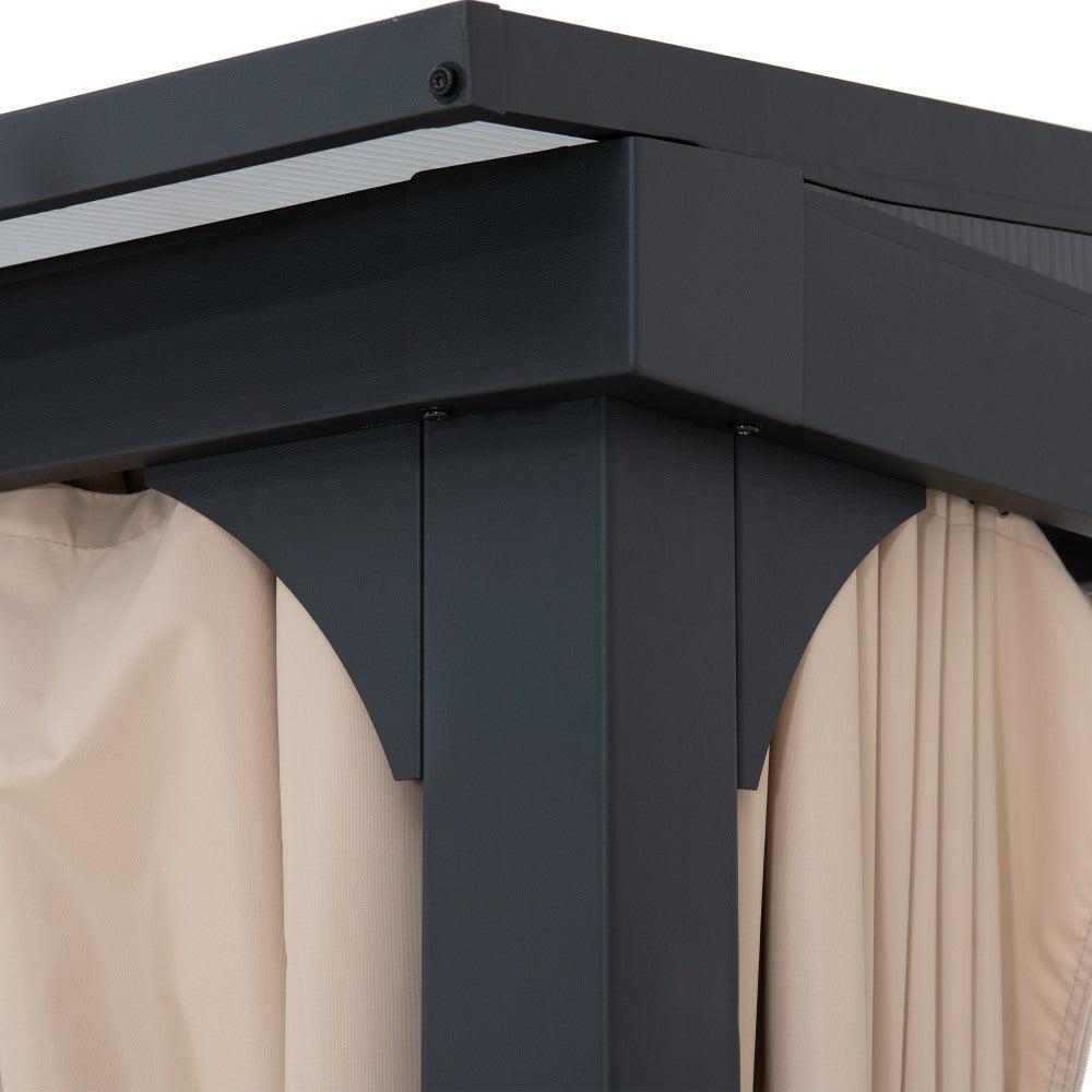 SUNJOY Wall Mounted Gazebo, Lean to Gazebo with Curtain and Netting