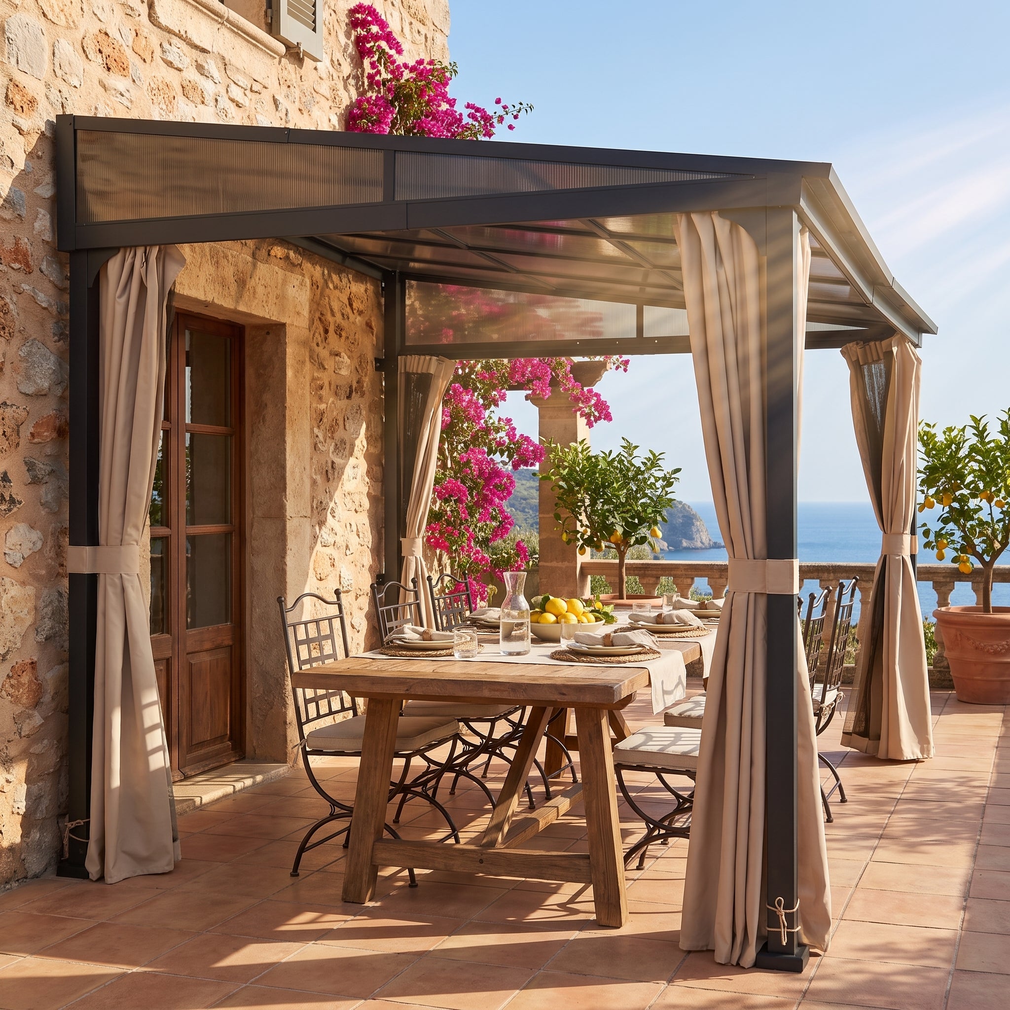 Vista PC-Roof Wall-Mounted Gazebo, 10x12