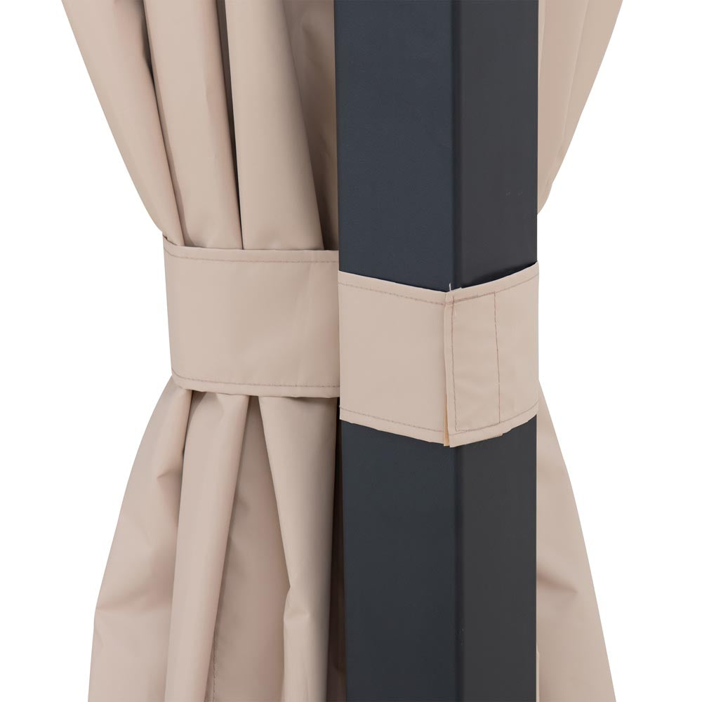 SUNJOY 10x12 Metal Roof Wall Mounted Gazebo, Lean to Gazebo with Curtain and Netting