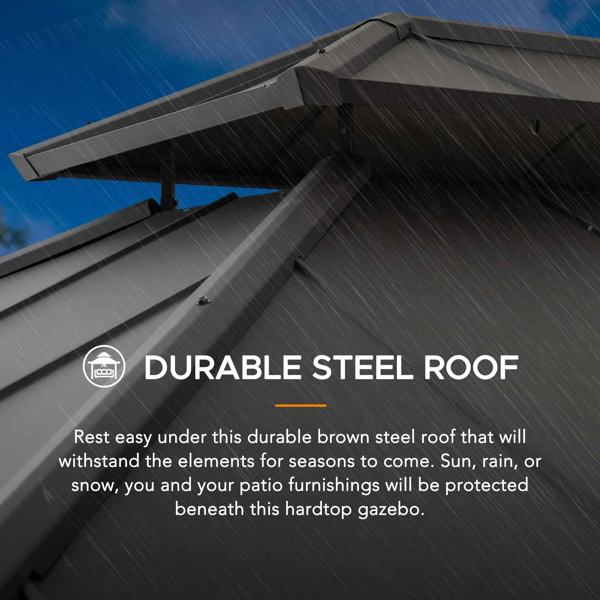 SUNJOY 10x12 Wood Gazebo with 2-tier Metal Roof and Ceiling Hook - Weathered Cedar