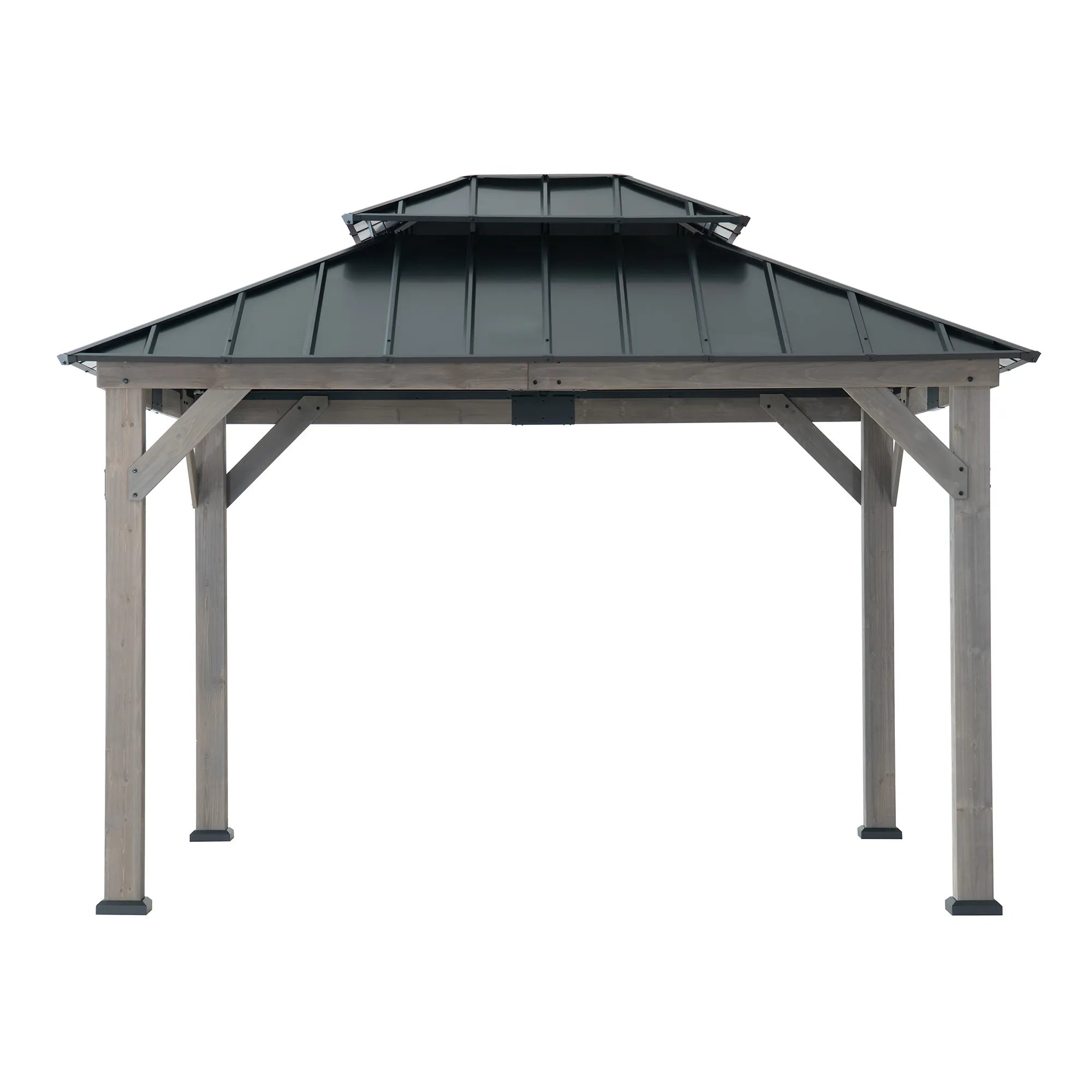 Double-Tier Cedar Gazebo 10x12 - Driftwood Cedar