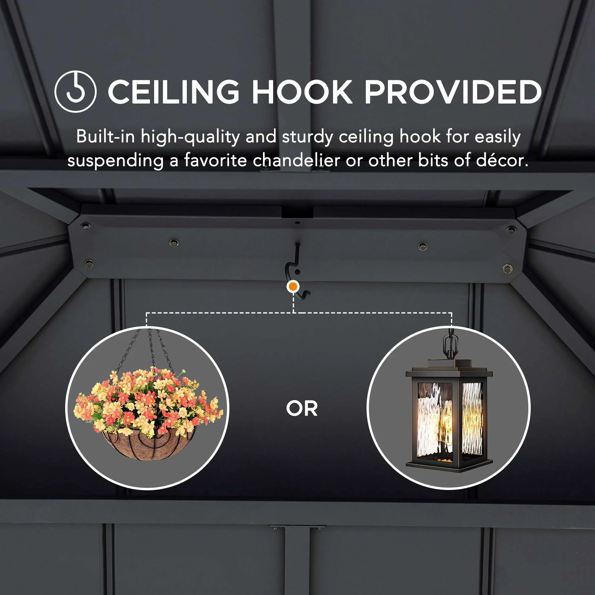 SUNJOY 10x12 Wood Gazebo with 2-tier Metal Roof and Ceiling Hook - Driftwood Cedar