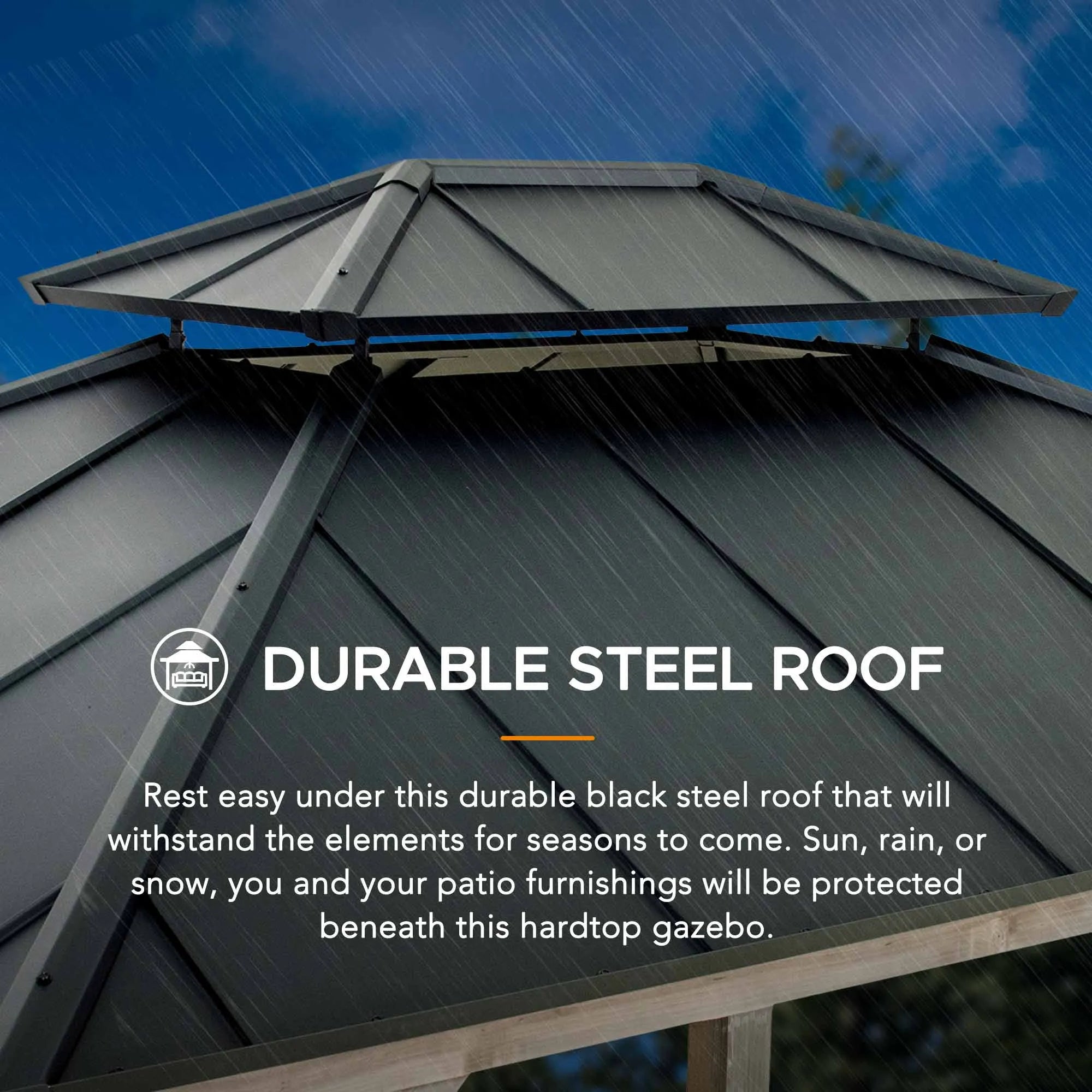 SUNJOY 10x12 Wood Gazebo with 2-tier Metal Roof and Ceiling Hook - Driftwood Cedar