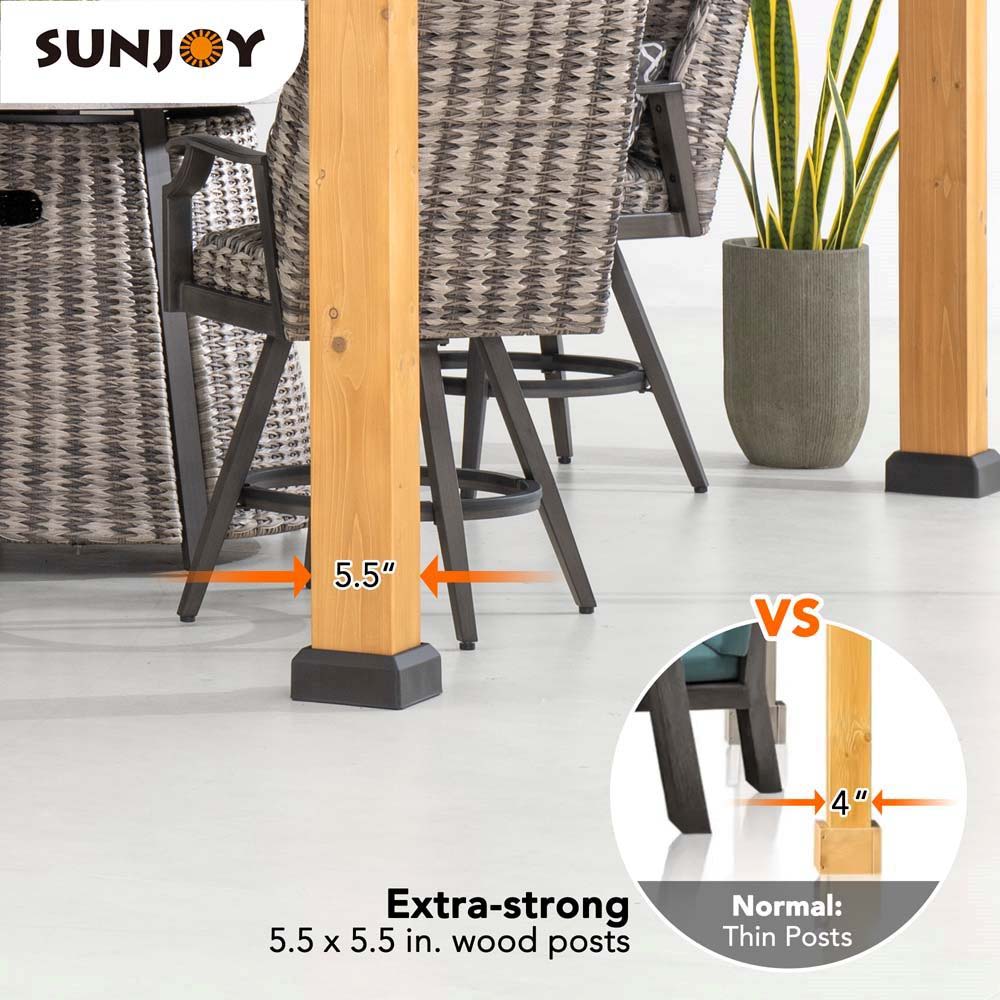 SUNJOY 12x20 Patio Wooden Gazebo with Ceiling Hooks.