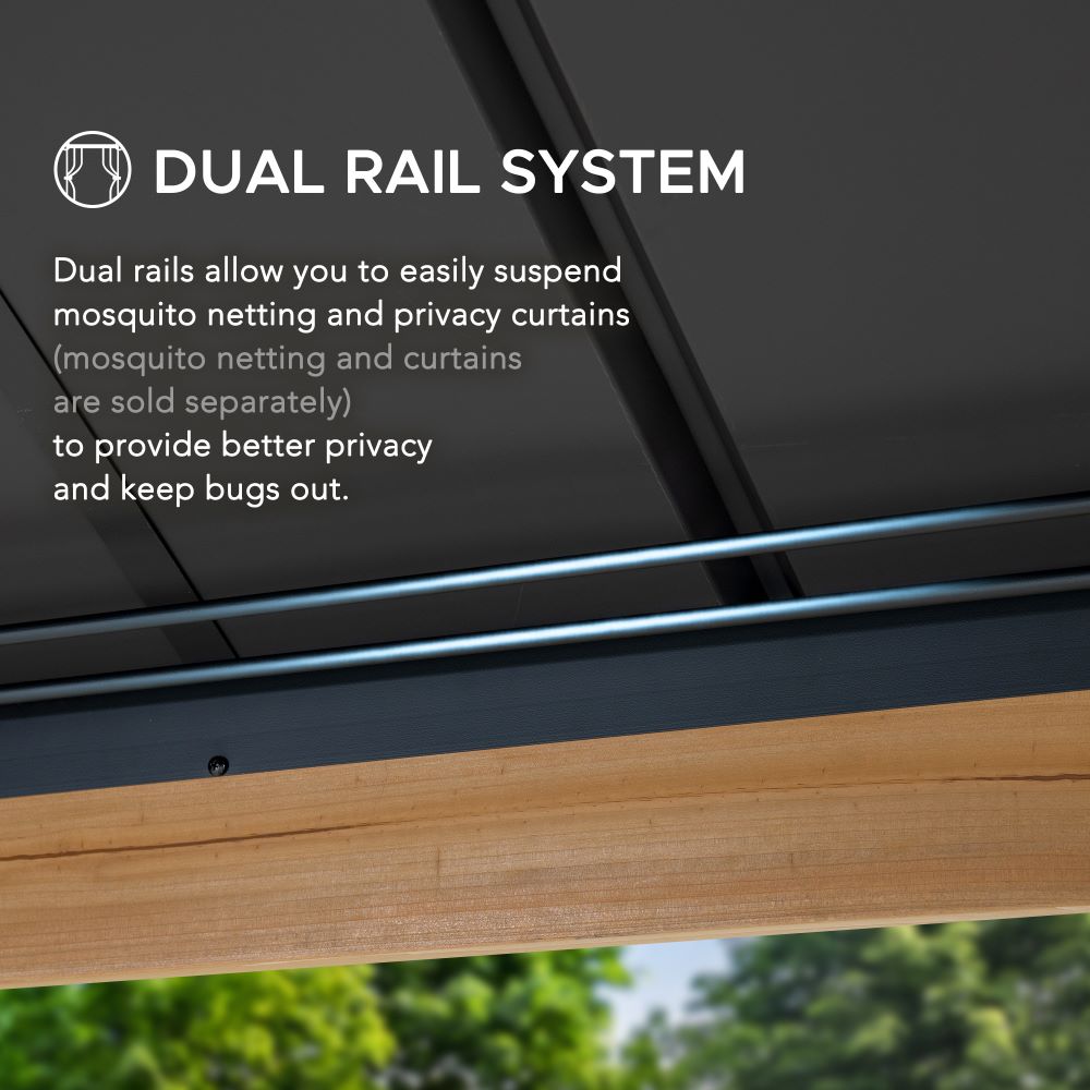 SUNJOY 12x20 Patio Wooden Gazebo with Ceiling Hooks.