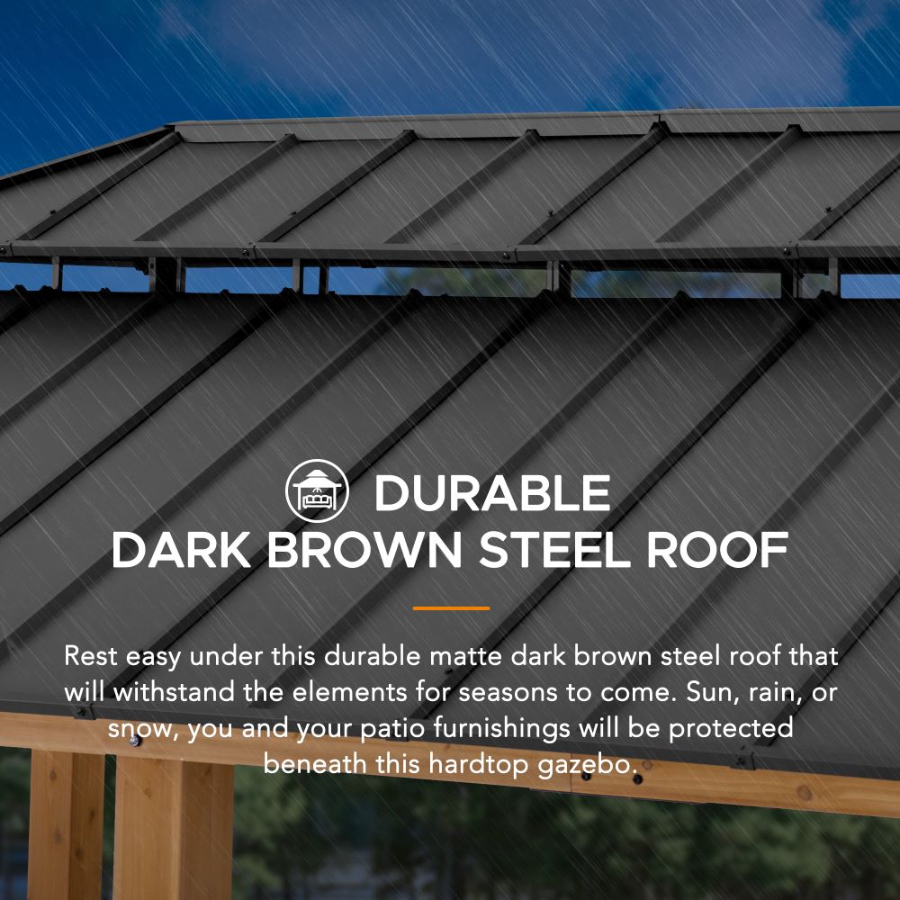 SUNJOY 12x20 Patio Wooden Gazebo with Ceiling Hooks.