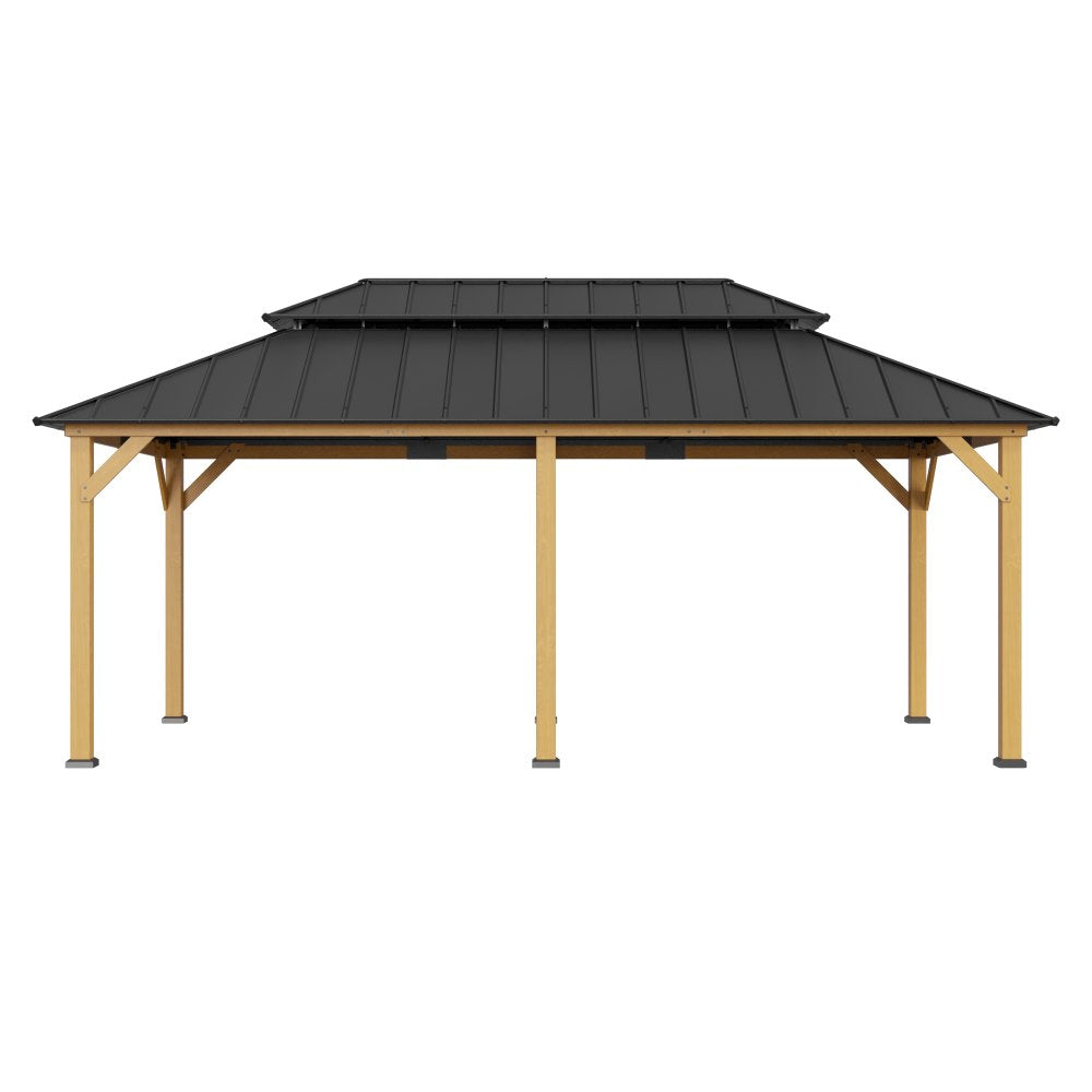 SUNJOY 12x20 Patio Wooden Gazebo with Ceiling Hooks.