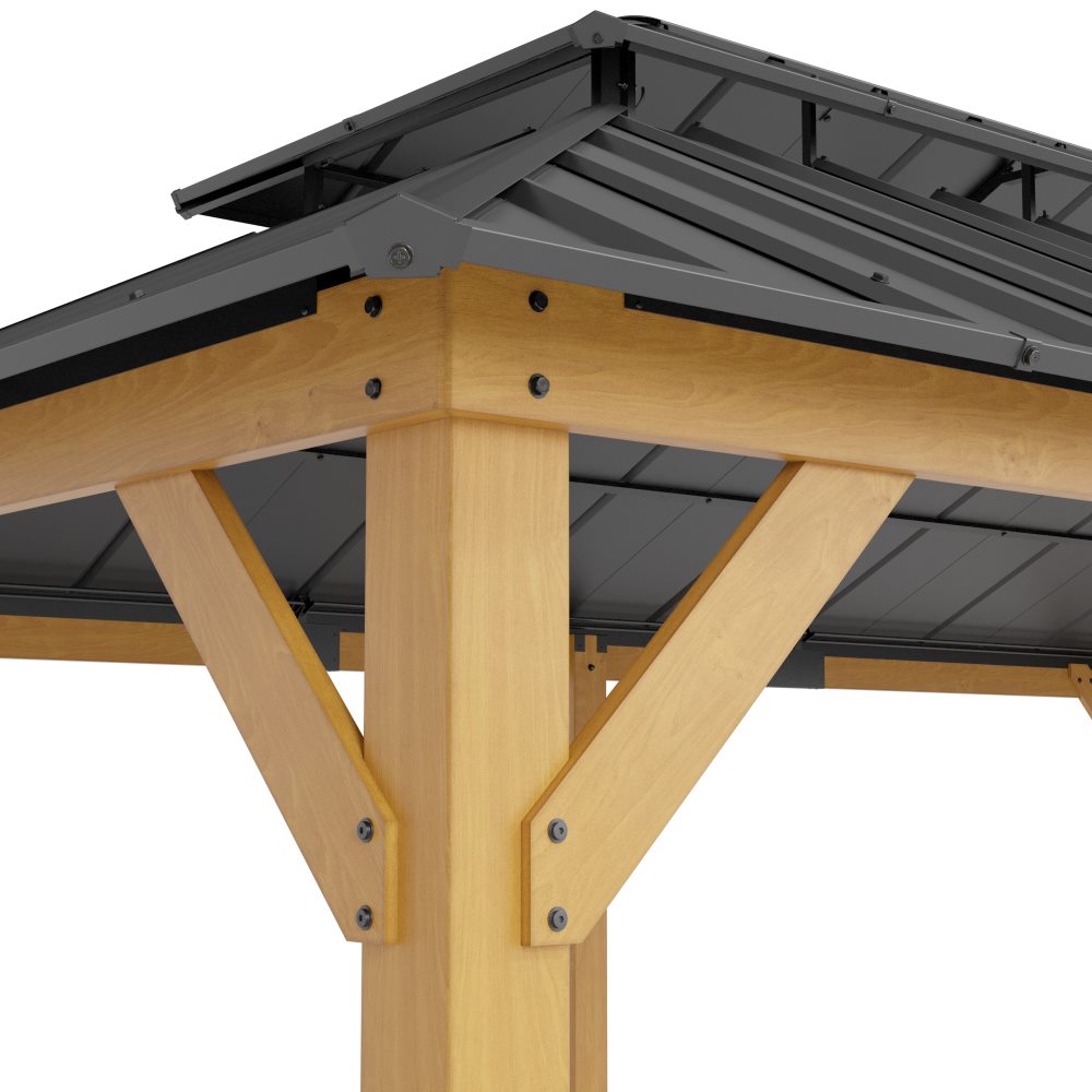 SUNJOY 12x20 Patio Wooden Gazebo with Ceiling Hooks